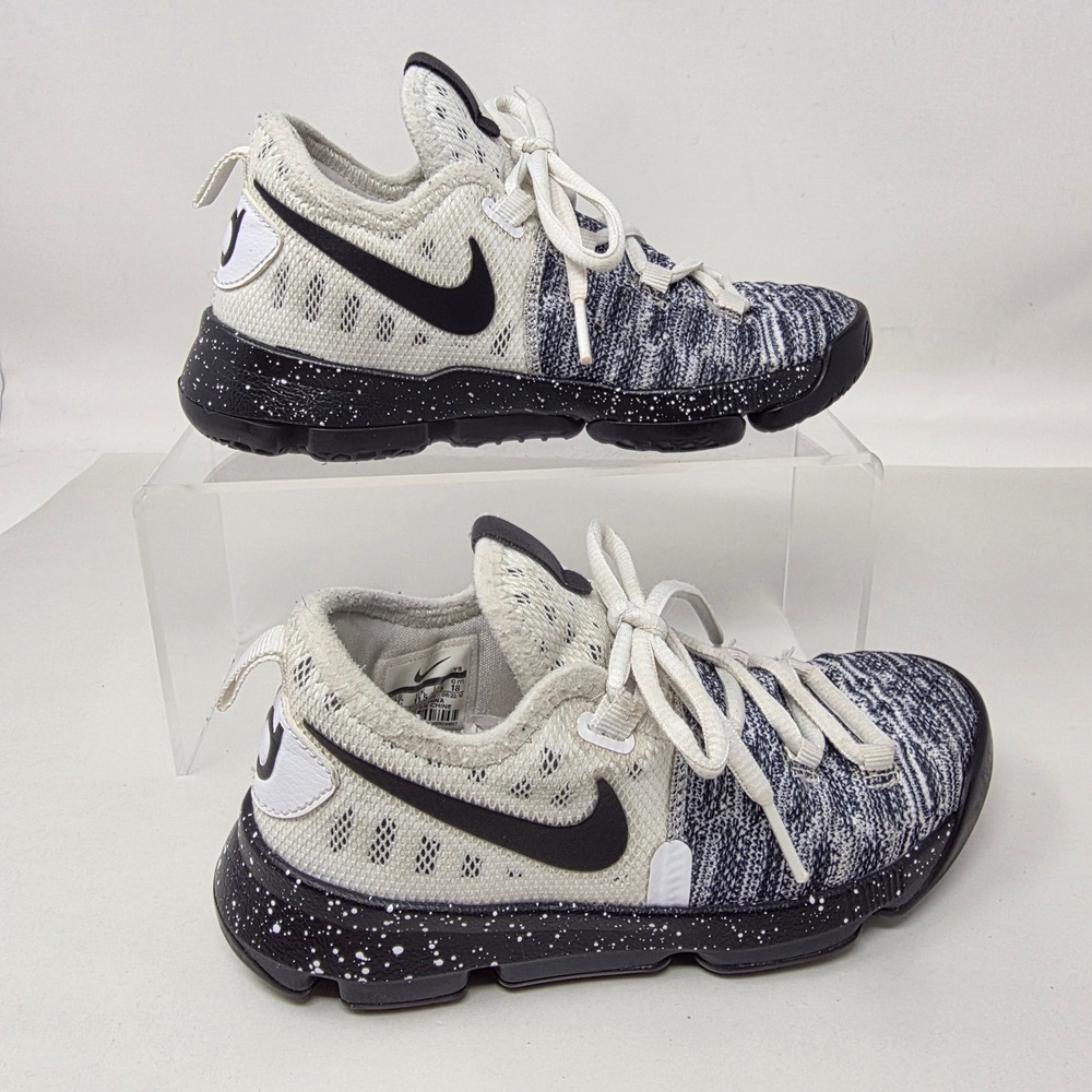 Nike KD 9 Oreo Kids Size 12C Basketball Shoes Black White 855909-100 Excellent